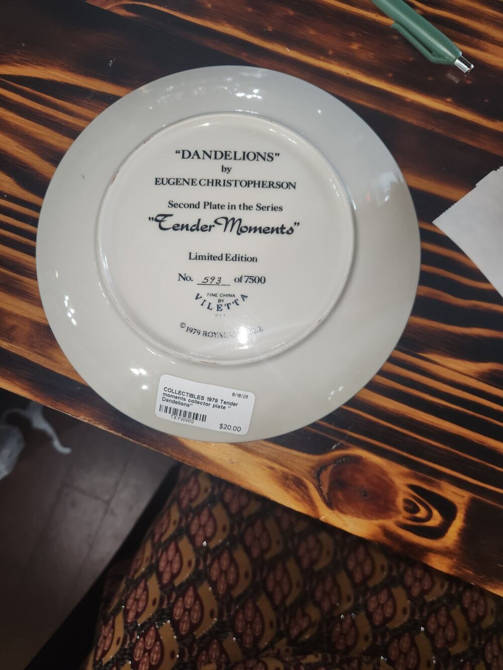 Tender moments collector plate.
